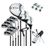 15 dalių golfo lazų komplektas su stovima taše (Balta)