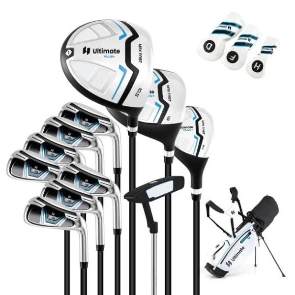 15 dalių golfo lazų komplektas su stovima taše (Balta)