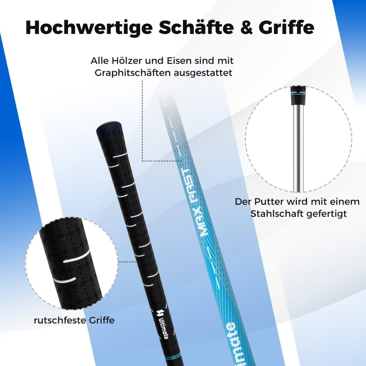 15 dalių golfo lazų komplektas su stovima taše (Balta)