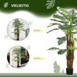 Dirbtinė palmė 1,6 m aukščio su realistiniais lapais