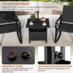 Lauko staliukas su skėčio laikikliu ir papildoma svorio sistema (Juoda)