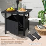 Lauko staliukas su skėčio laikikliu ir papildoma svorio sistema (Juoda)