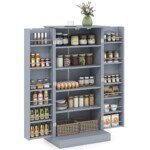 Virtuvės spintelė su 2 durelėmis ir 6 reguliuojamomis lentynomis (Pilka)