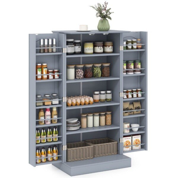 Virtuvės spintelė su 2 durelėmis ir 6 reguliuojamomis lentynomis (Pilka)