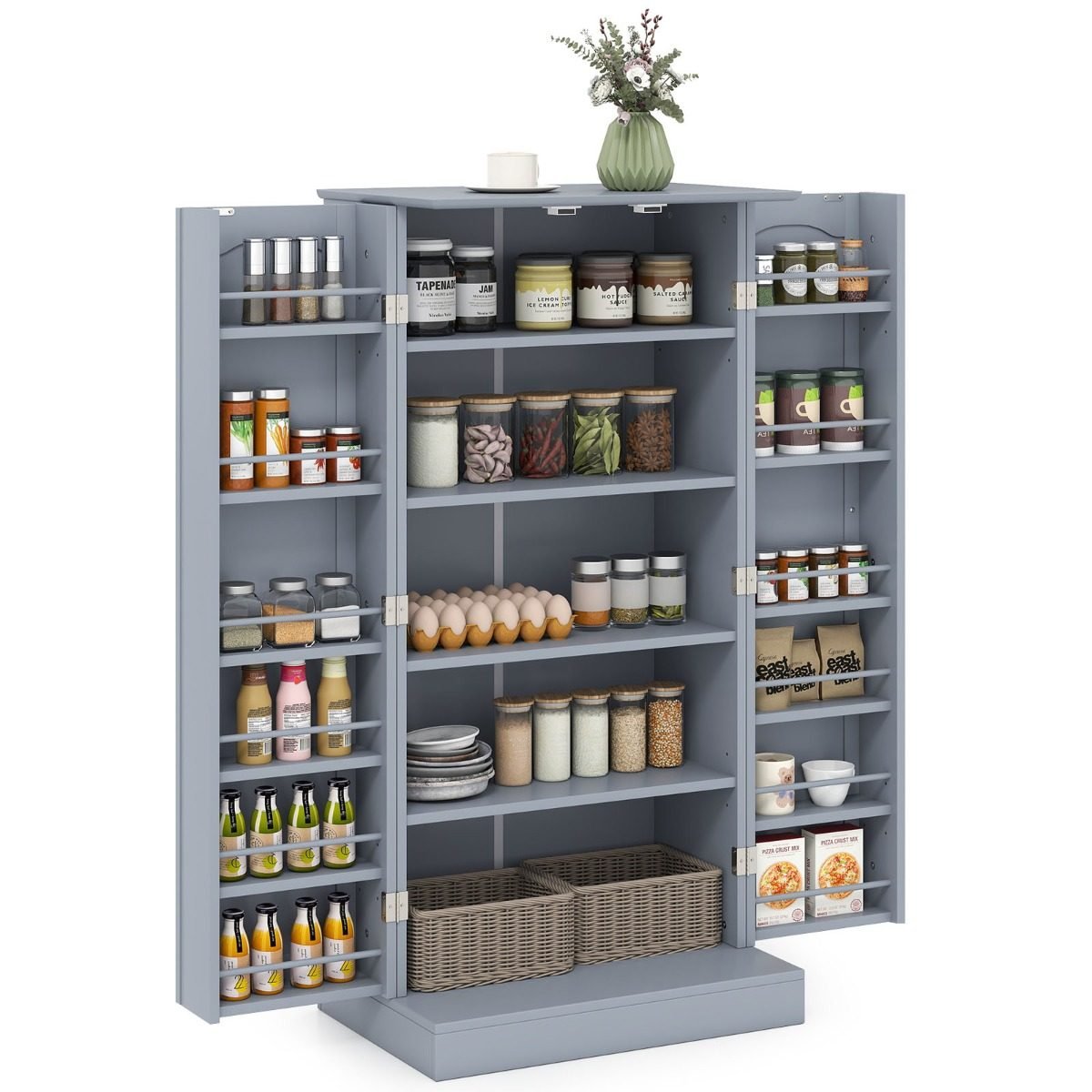 16493278_1_ Virtuvės spintelė su 2 durelėmis ir 6 reguliuojamomis lentynomis (Pilka)