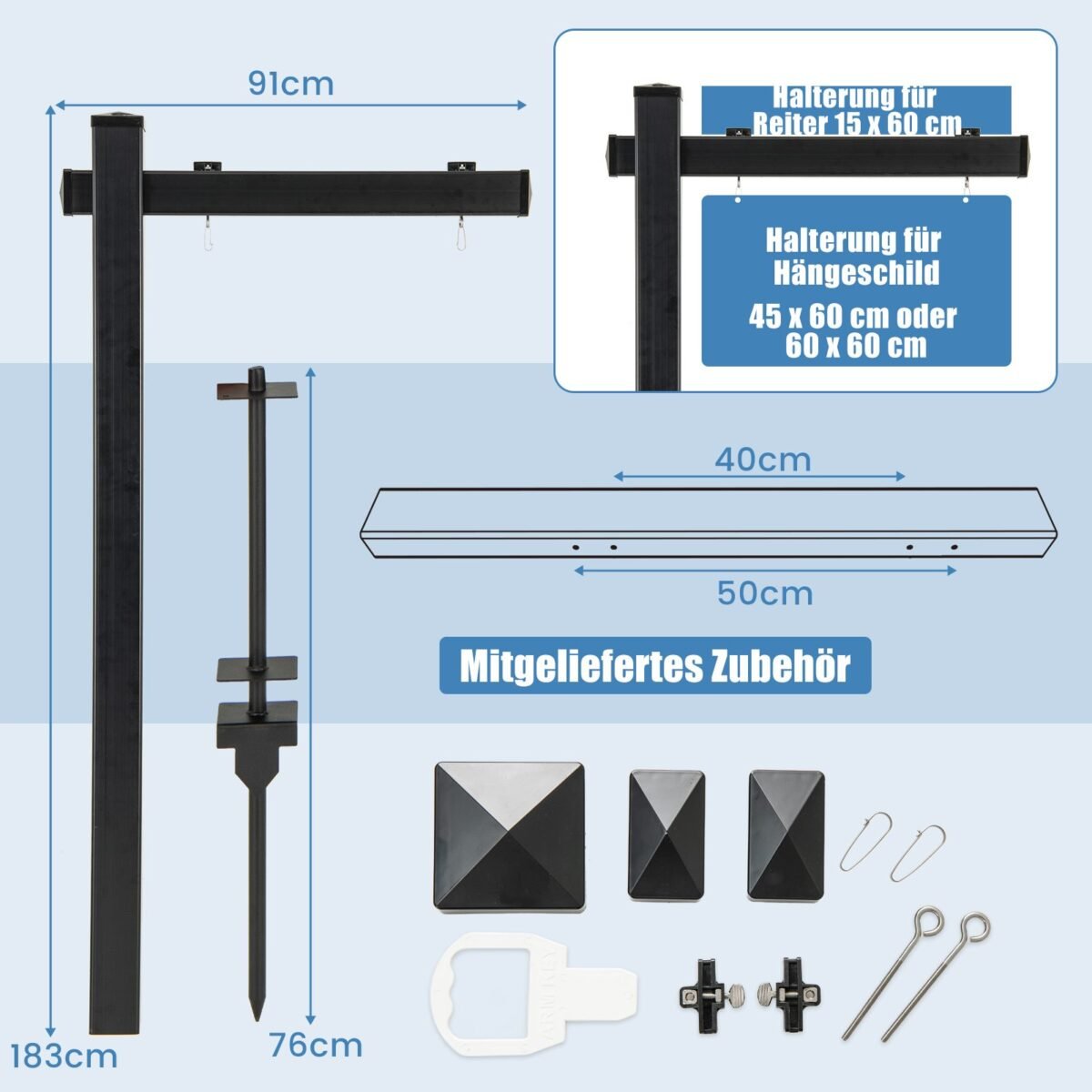 Skelbimų stendas su rodykle nekilnojamojo turto pardavimui (Juoda)