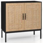 Stilingas indaujas su dviem durelėmis ir reguliuojama lentyna (Juoda)