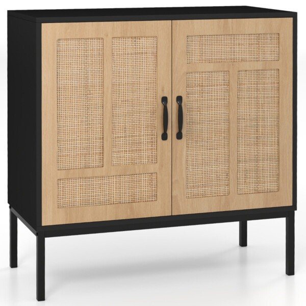 Stilingas indaujas su dviem durelėmis ir reguliuojama lentyna (Juoda)