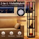 Pastatomas šviestuvas su lentynomis ir LED apšvietimu (Juoda)