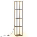 Pastatomas šviestuvas su lentynomis ir LED apšvietimu (Juoda)