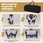 5-in-1 multifunkcinė kūdikio lovelė su čiužiniu (Juoda)