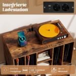 Stovas patefonui su integruota įkrovimo stotele ir vieta vinilinėms plokštelėms laikyti (Kavos)
