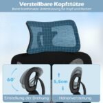 Ergonomiška biuro kėdė su juosmens ir galvos atrama (Juoda)