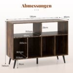 Stovas plokštelių grotuvui su lentynėlėmis (Ruda)