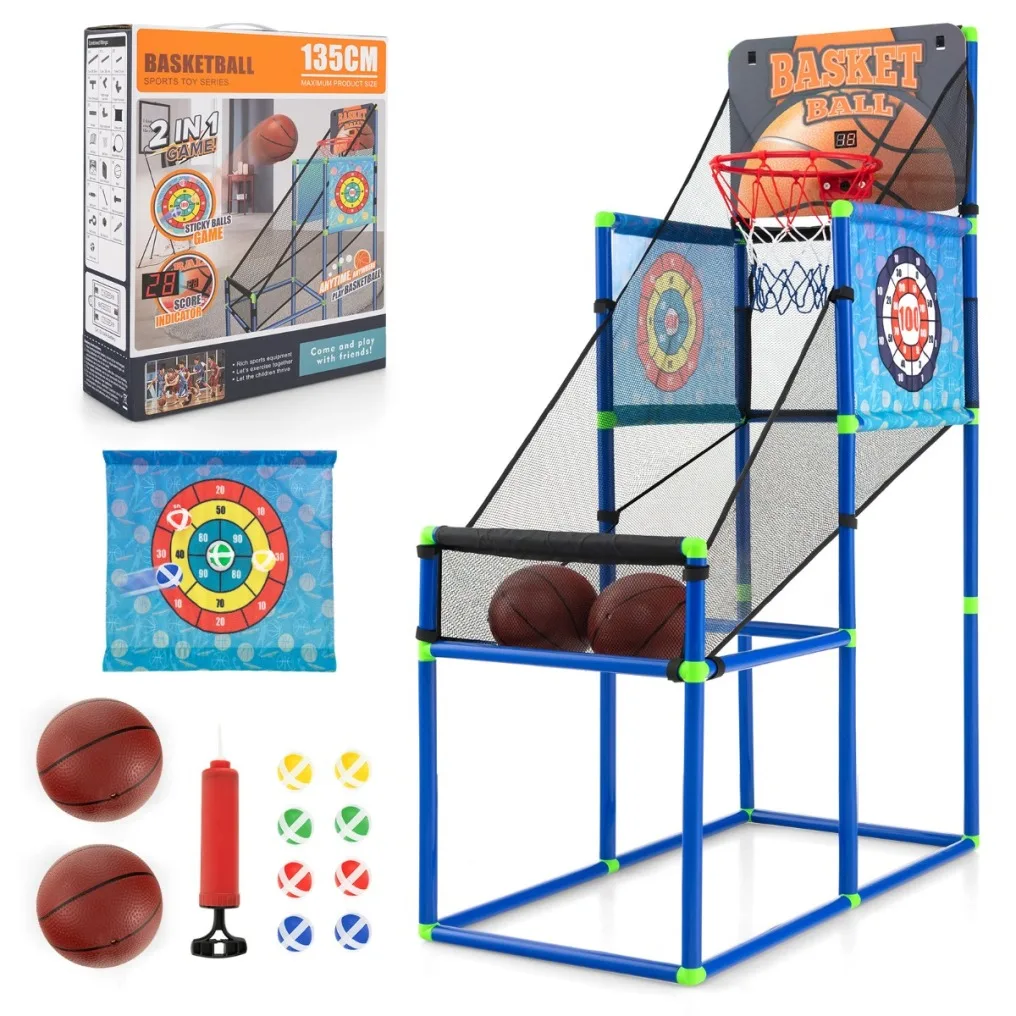 2-in-1_kids_basketball_arcade_game-1.jpg_big1016 Dvikryptis vaikų krepšinio žaidimų rinkinys su garso efektais ir skaitikliu (Mėlyna)
