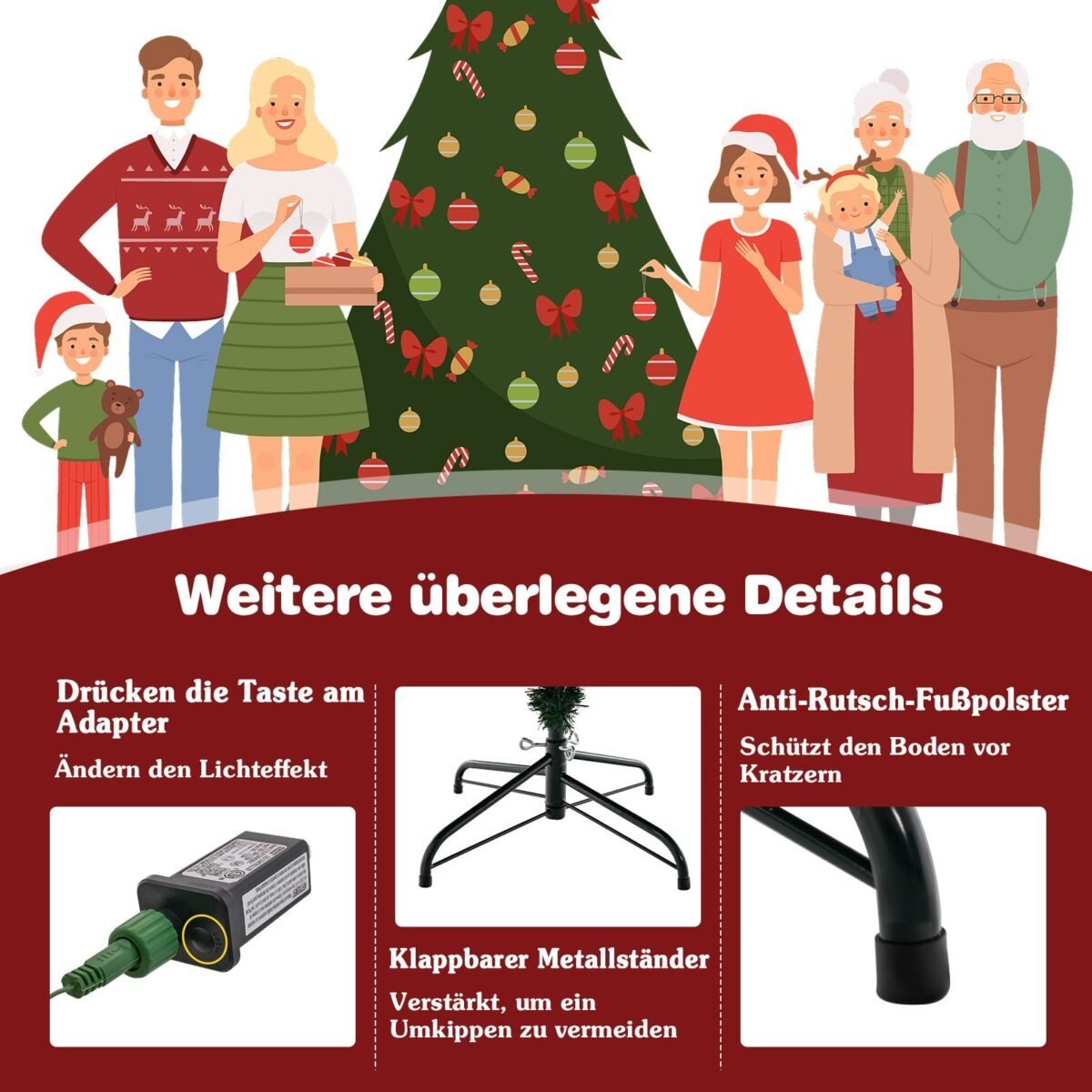 Dirbtinė kalėdinė eglutė su LED apšvietimu 213 cm (Žalia)