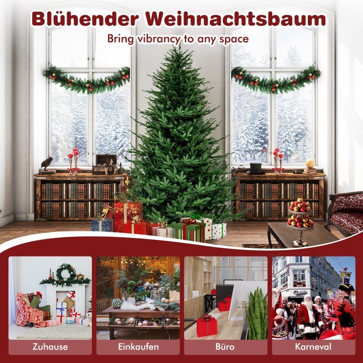 Dirbtinė kalėdinė eglutė su LED apšvietimu 213 cm (Žalia)