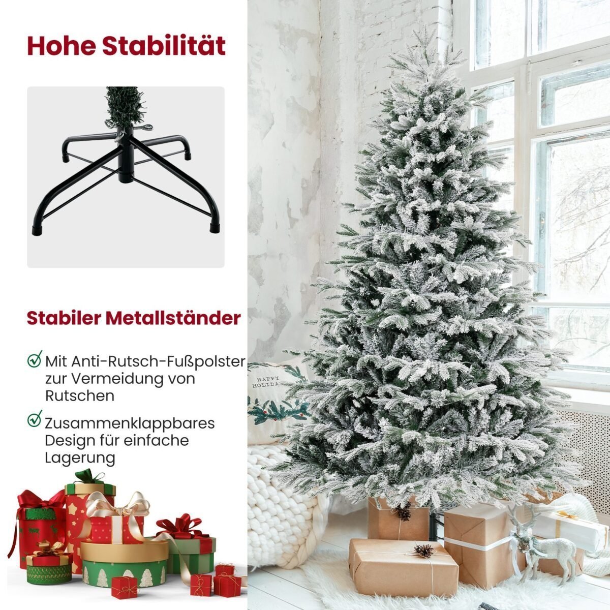 Dirbtinė eglutė su sniegu ir LED apšvietimu (Žalia)