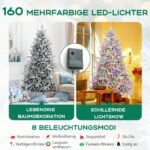 218 cm aukščio dirbtinė eglutė su LED apšvietimu ir baltu pūku (Balta)