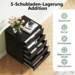 Mobilus penkių stalčių konteineris su ratukais (Juoda)