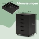 Mobilus penkių stalčių konteineris su ratukais (Juoda)