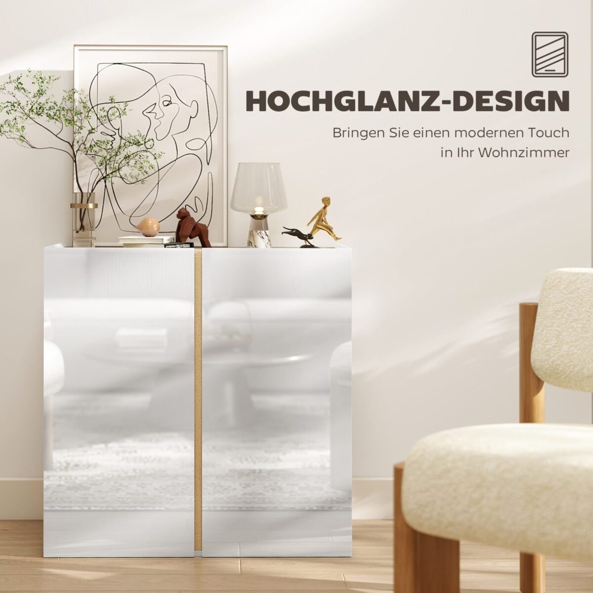 Komoda su reguliuojama lentyna ir švelnaus uždarymo durelėmis