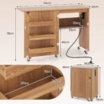 Sulankstomas siuvimo stalas su integruota įkrovimo stotele (Natūrali)