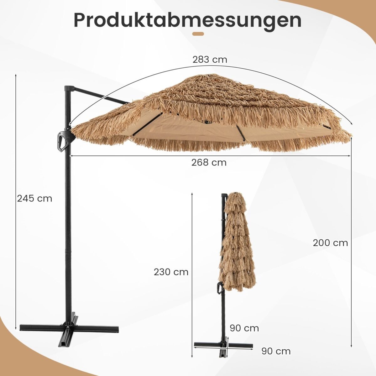 Tiki stiliaus lauko skėtis 283 cm (Natūrali)