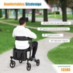 Sulankstomas aliumininis vežimėlis su reguliuojamu aukščiu (Juoda)
