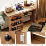 Sulankstomas siuvimo stalas su integruota įkrovimo stotele (Natūrali)