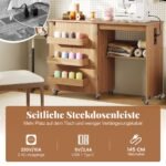 Sulankstomas siuvimo stalas su integruota įkrovimo stotele (Natūrali)