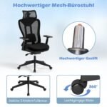 Ergonomiška biuro kėdė su juosmens ir galvos atrama (Juoda)