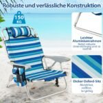 Sulankstoma paplūdimio kėdė su reguliuojamu atlošu ir šaldymo funkcija (Mėlyna)