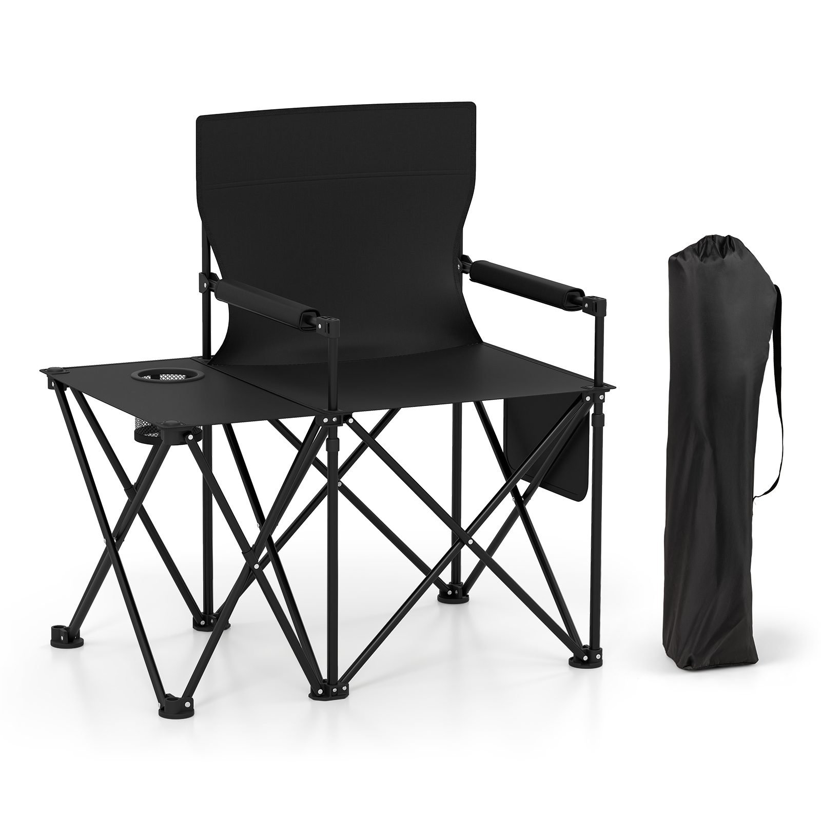 2ersetstrandstuhlfaltbarerpicknickstuhlmit5positionenverstellbarerrckenlehnemitarmlehnenschwarz_1753760181450_image_1 Sulankstoma kempingo kėdė su šoniniu staliuku ir puodelių laikikliu (Juoda)