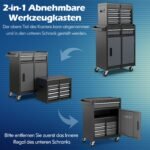 Daugiafunkcis mobiliųjų įrankių vežimėlis su penkiais stalčiais (Pilka-juoda)