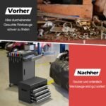 Daugiafunkcis mobiliųjų įrankių vežimėlis su penkiais stalčiais (Pilka-juoda)