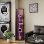 Stovimas LED šviestuvas su 5 lentynomis, RGB apšvietimu ir nuotoliniu valdymu