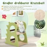 Dviaukštė kačių draskyklė su smagiais elementais (Žalia)