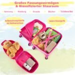 Vaikiškas kelioninis lagaminų ir kuprinės komplektas su ratukais (Rožinė)