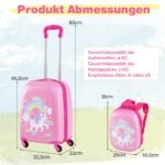 Vaikiškas kelioninis lagaminų ir kuprinės komplektas su ratukais (Rožinė)