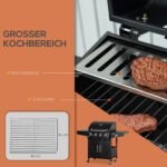 Daugiafunkcis dujinis BBQ grilius su 3 degikliais ir ratukais