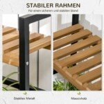 Medienos ir metalo trijų pakopų augalų stovas su kabliukais