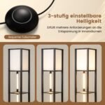 Pastatomas šviestuvas su lentynomis ir LED apšvietimu (Juoda)