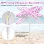 Nešiojamas 4 dalių paplūdimio komplektas: sulankstomi krėslai skėtis ir pledas (Rožinė)