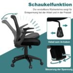 Ergonomiška biuro kėdė su atlenkiamais porankiais ir juosmens atrama (Juoda)
