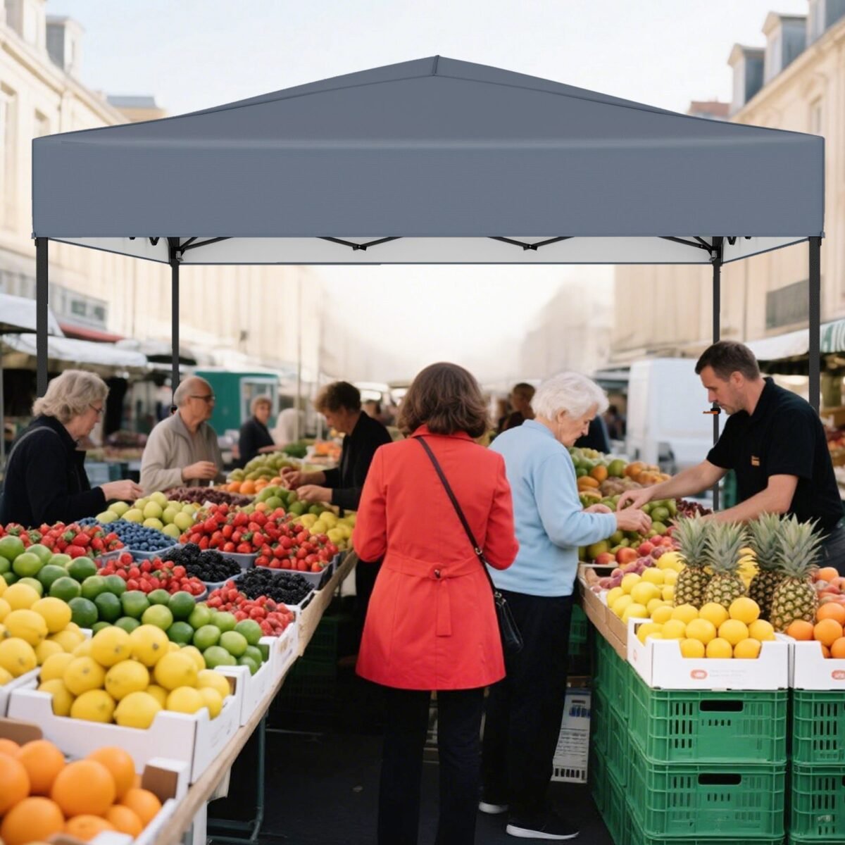 Išskleidžiamoji lauko pavėsinė 365x225 cm (Pilka)