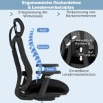 Ergonomiška biuro kėdė su juosmens ir galvos atrama (Juoda)