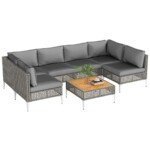 Modulinis lauko poilsio baldų komplektas su akacijos medžio stalviršiu (Pilka)