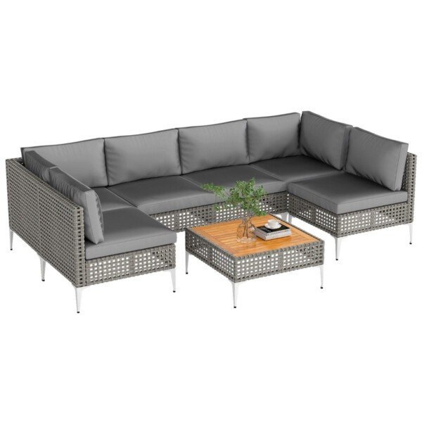 Modulinis lauko poilsio baldų komplektas su akacijos medžio stalviršiu (Pilka)