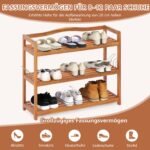 Aukštos kokybės akacijos medienos batų lentyna su šoniniais kabliukais (Raudonai ruda)